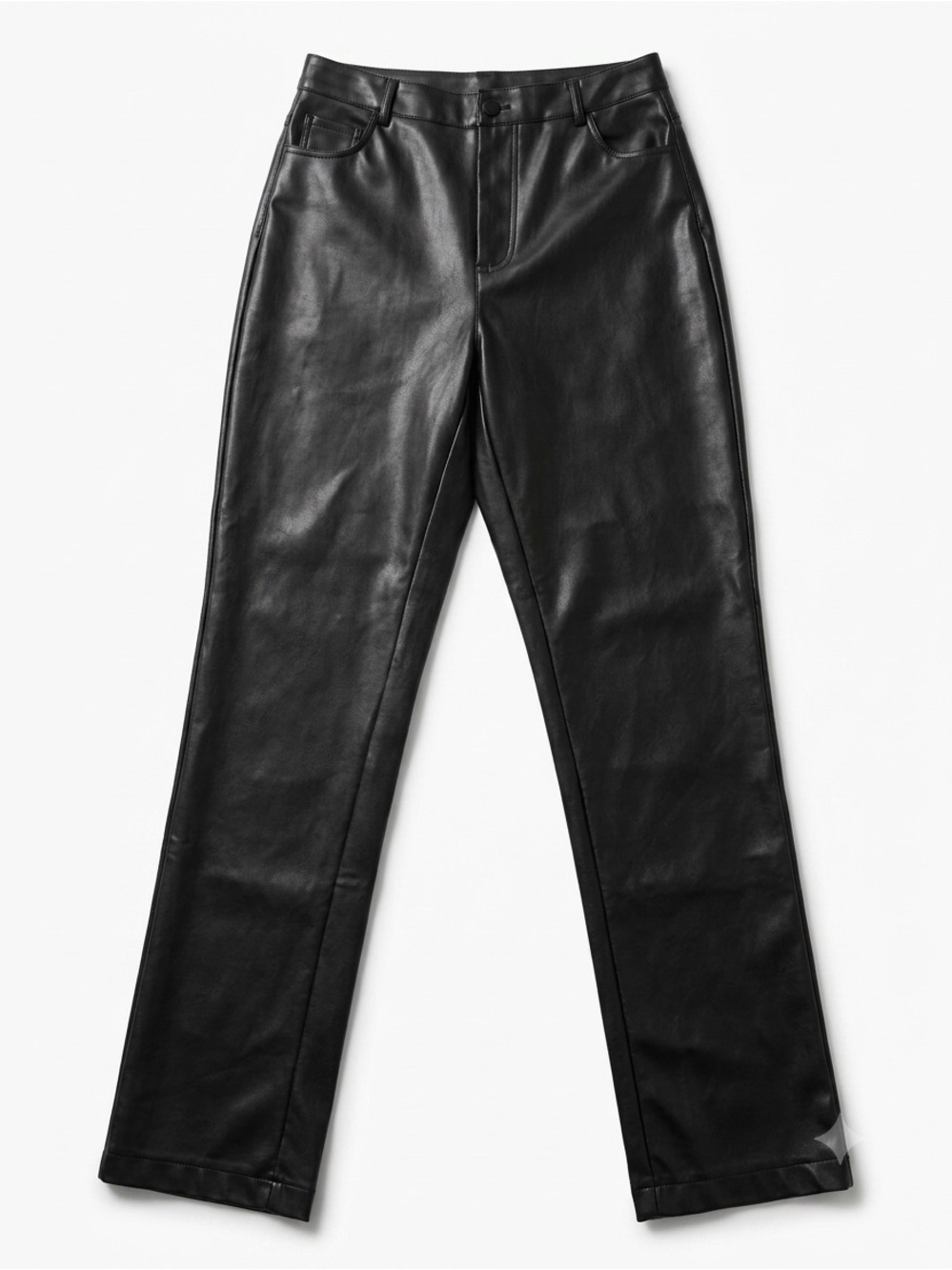 White Fox Boutique Men's Black Faux Leather Straight Jeans